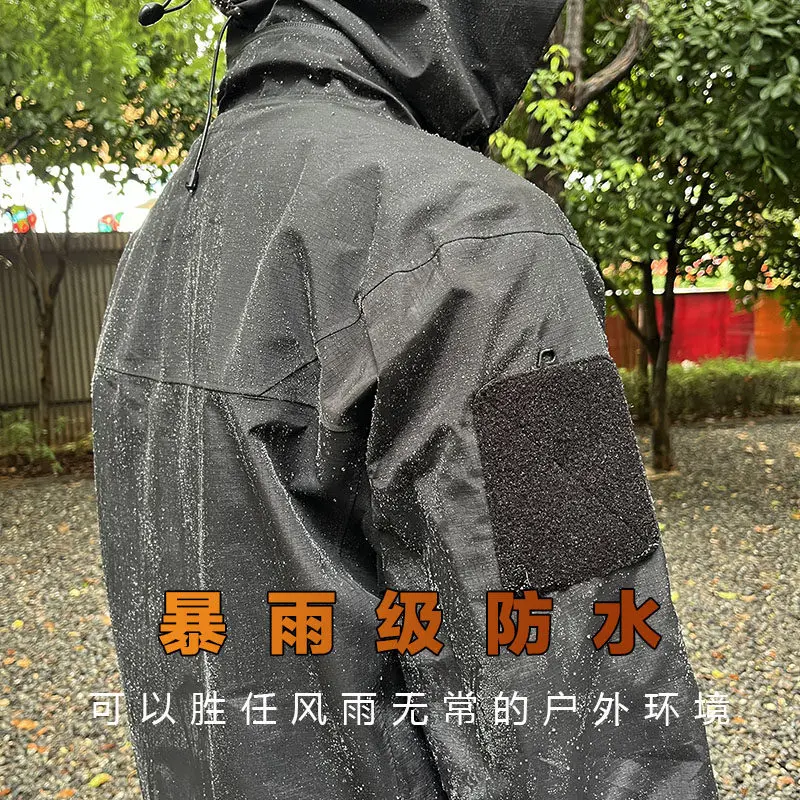 Tactical ceiling king version hard shell vest rainstorm waterproof windproof breathable wear-resistant hooded snow mountain hike