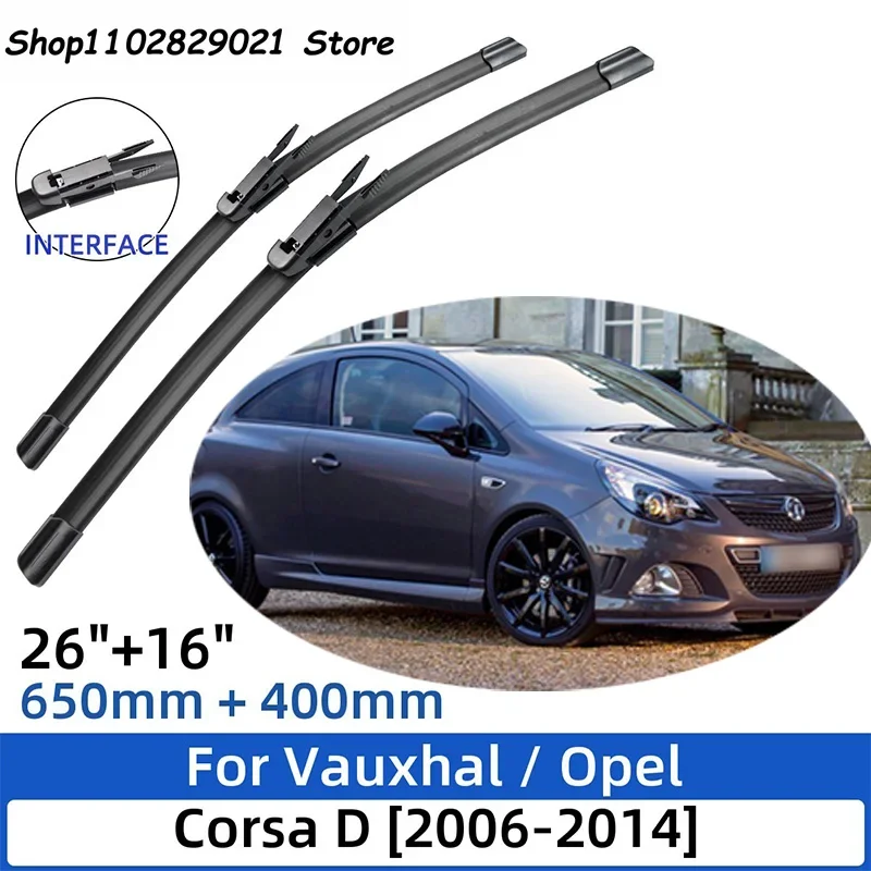 

2PCS For Vauxhal / Opel Corsa D 2006-2014 26"+16" Front Rear Wiper Blades Windshield Windscreen Window Cutter Accessories