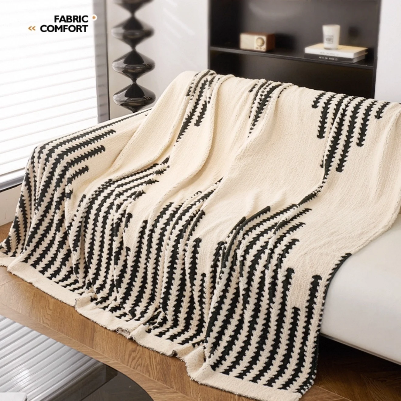 1PC Graduading Arrows Jacquard Fleece Warm Sofa Towel Thicken Leisure Blanket for Living Room Bedding Room Couch Decor