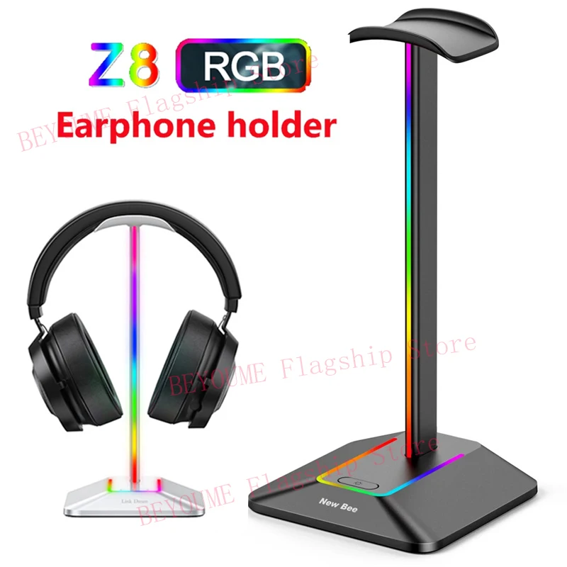 RGB Gaming Headset Stand with USB Ports Colorful Headphone Holder Support Touch Control Light Universal Headsets Hanger Bracket