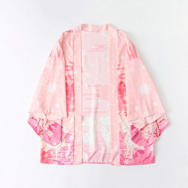 

Японская ретро-мода в консервативном стиле Jk Верхняя одежда Милый олень с принтом «летучая мышь» Кимоно Кардиган Летний пляжный купальник больших размеров Цельный накидка