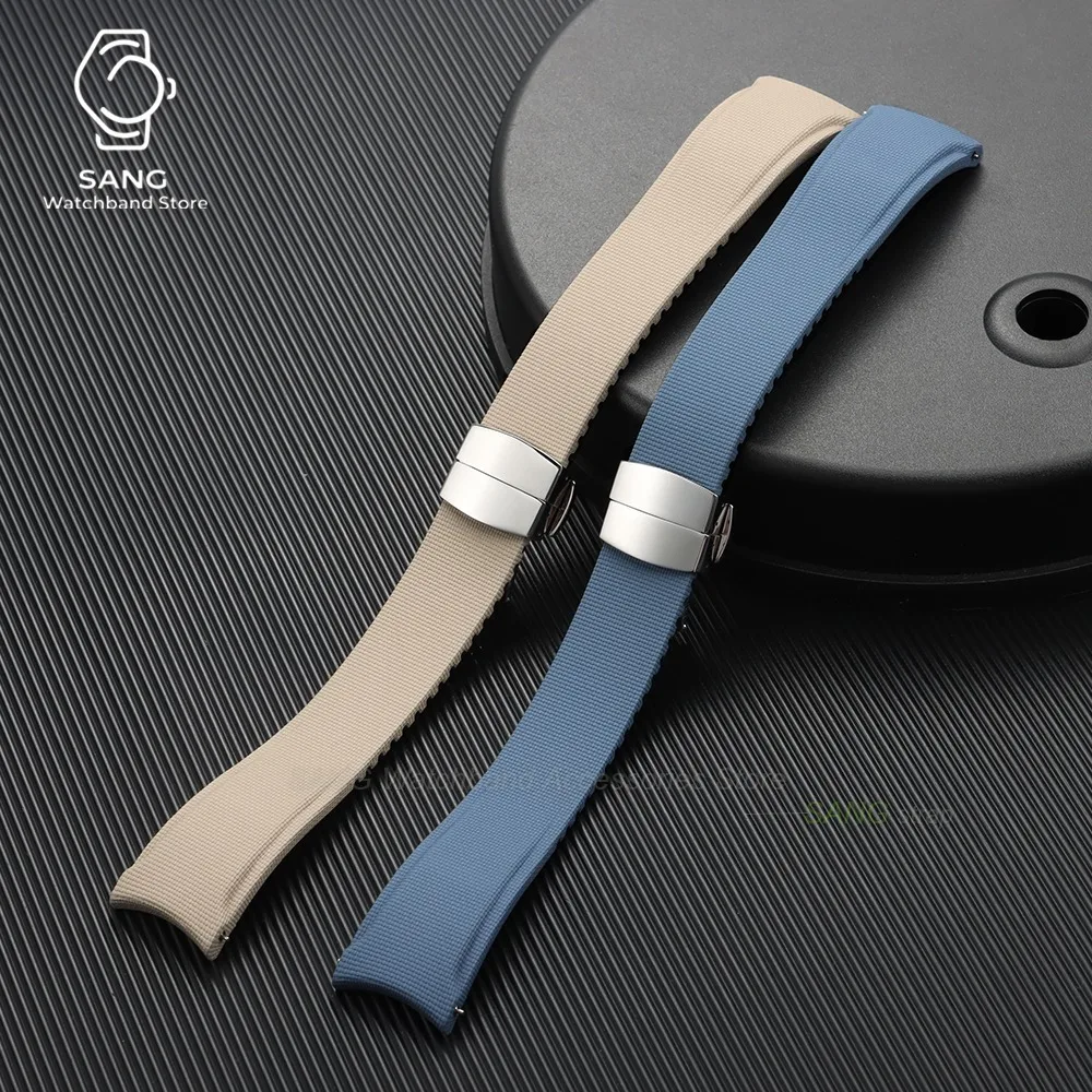 20mm 21mm 22mm Schnellverschluss Uhrenarmband mit gebogenem Ende, neues weiches FKM Fluorkautschuk Uhrenarmband, Herren Armband, universelles Sportarmband – Detail 13