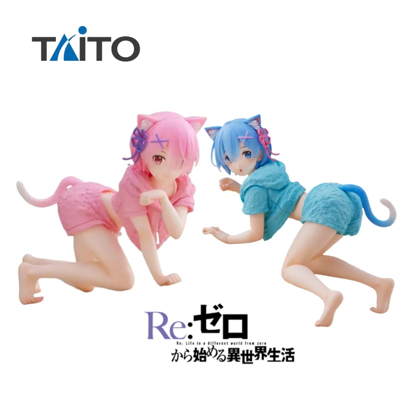 

In Stock Original TAITO Desktop Cute Re:Life in A Different World From Zero REM RAM Cat Room Wear Anime Figure Collectible Model