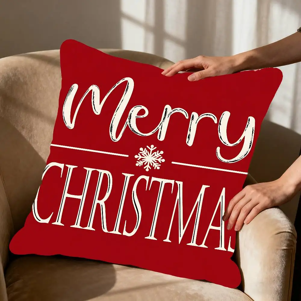New Red Christmas Pillow Case Throw Pillow Cover Nordic Vintage Style Cushion Covers Home Living Room Sofa Couch Seat Decor