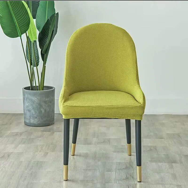Home One-piece Dining Chair Protect Cover Curved Solid Color Chair Cover Hotel Banquet Wedding Decor All-inclusive Chair Cover