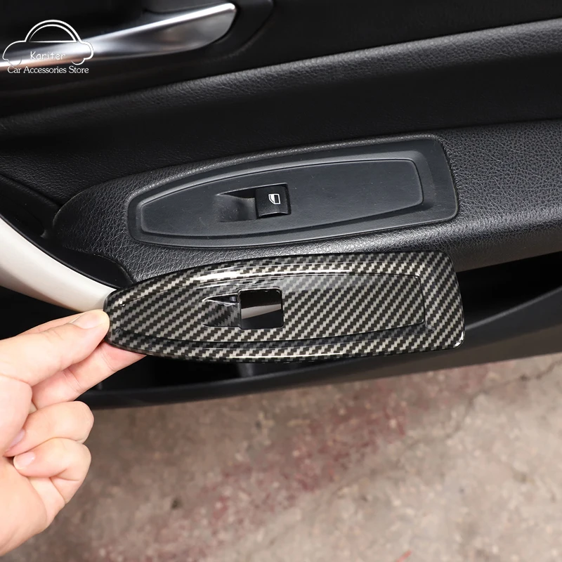 For BMW 1 2 Series F20 F21 F22 F45 F46 2014-2019 ABS Carbon Fiber Car Glass Lift Switch Panel Decorative Frame Auto Accessories