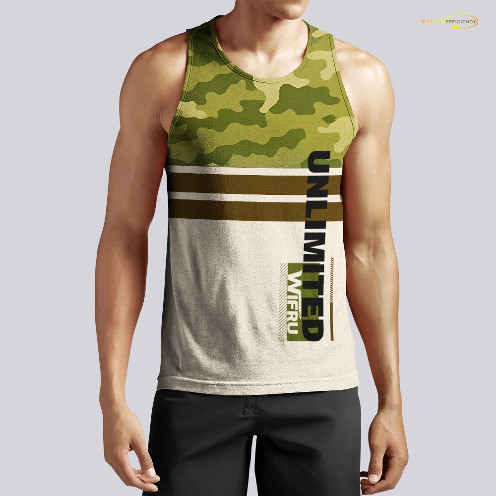 

Summer Men's Gym Training Vest Camouflage Print Breathable Fitness Muscle Shirt Unisex Fashionable Loose Sleeveless Tank Tops
