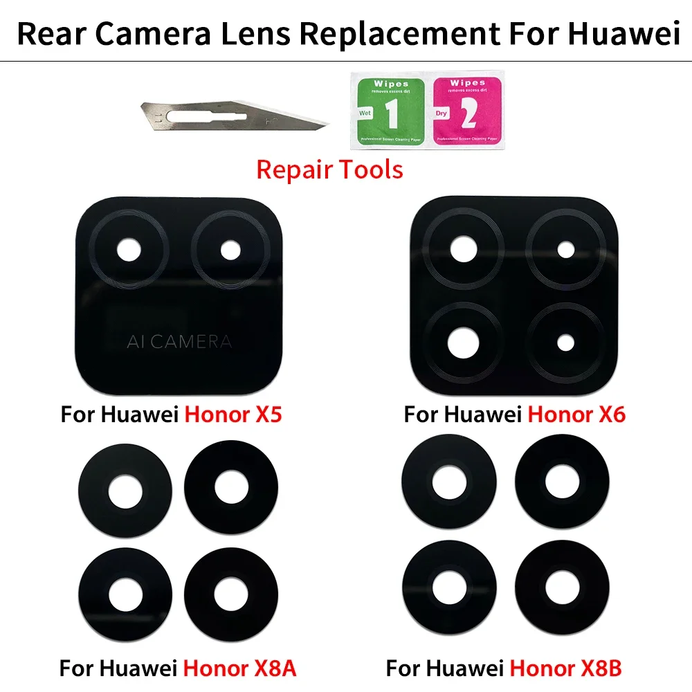 Camera Glass For Huawei Honor X5 X5 Plus X6 X6S X6A X7A X7B X8 4G X8A X8B X9 4G X9 5G X30 X9A X9B Rear Back Camera glass Lens