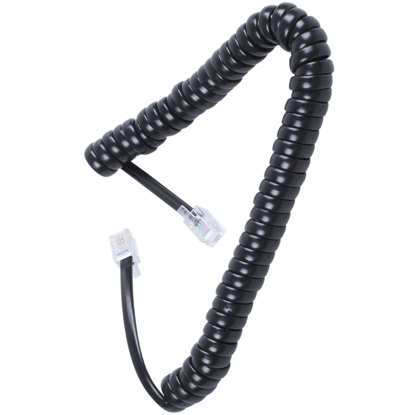 AT29-10X Replacement RJ9 4P4C Plug Coiled Stretchy Telephone Handsets Cable Line Black