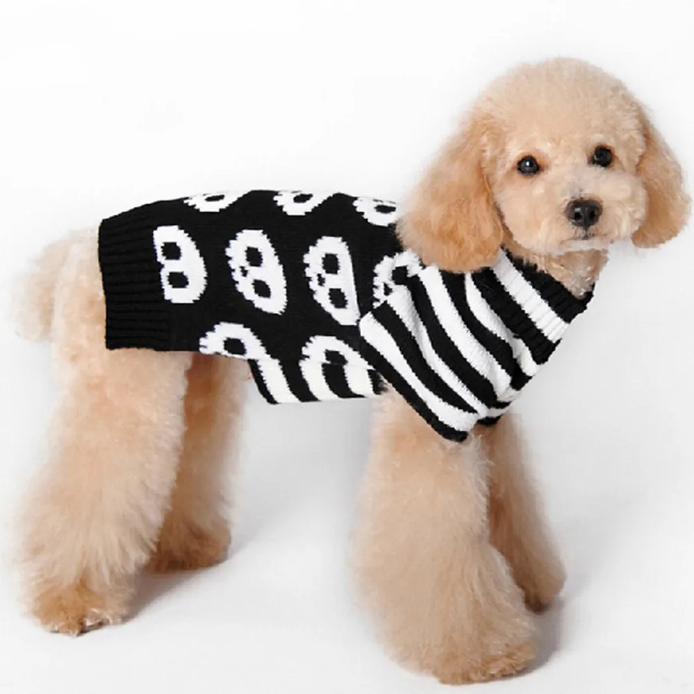 Ropa para Perros con Diseño de Calaveras de Halloween, Sudadera Cálida Talla Pequeña XXS, Disfraz de Invierno para Mascotas, Ajuste Cómodo, Disfraz para Perros