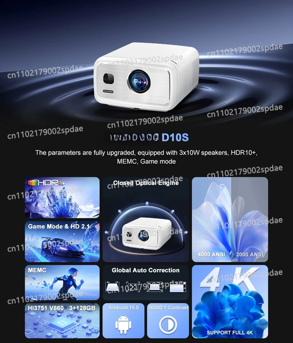 D10S Projector 1080P Projector Supporting 4K with V660 Chip MEMC Auto Focus