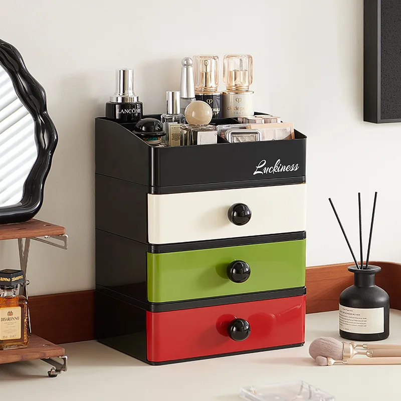 Desktop Stackable Cosmetic Storage Box Makeup Organizer Drawer-type Storage Box Student Sundries Organizer Plastic Storage Boxes