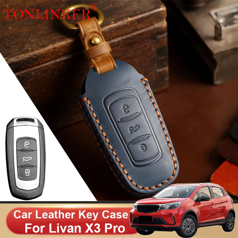 

TONLINKER Car Dedicated Leather Key Case For Livan X3 Pro Suv 2023- Present Holder Shell Remote Keychain Accessories