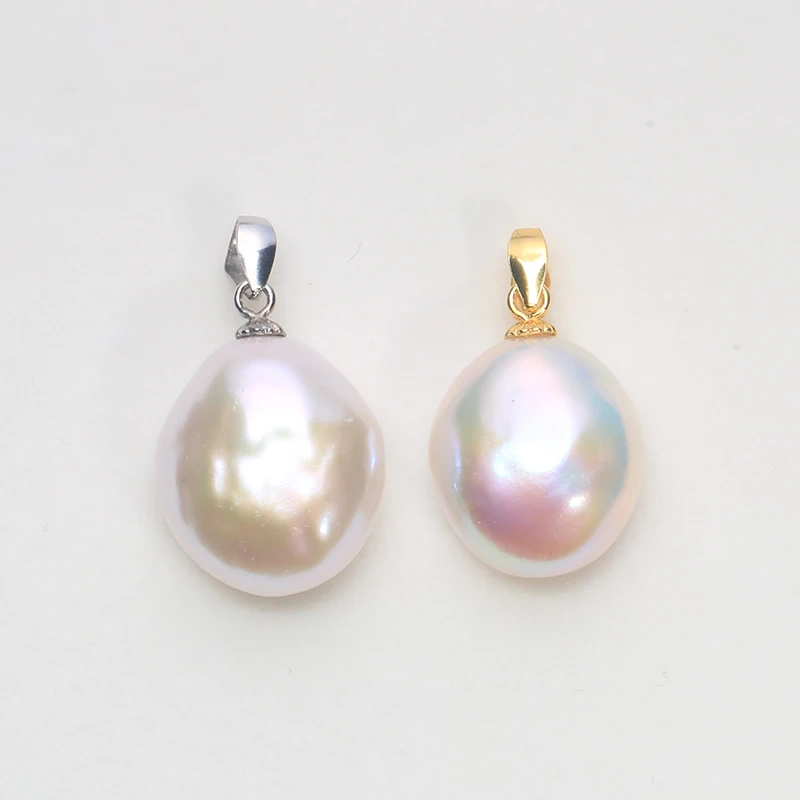 Jane jewelry handmade 100% Natural Freshwater Small Baroque irregular pearl pendant 925 silver sterling classic clasp 12-15mm PK