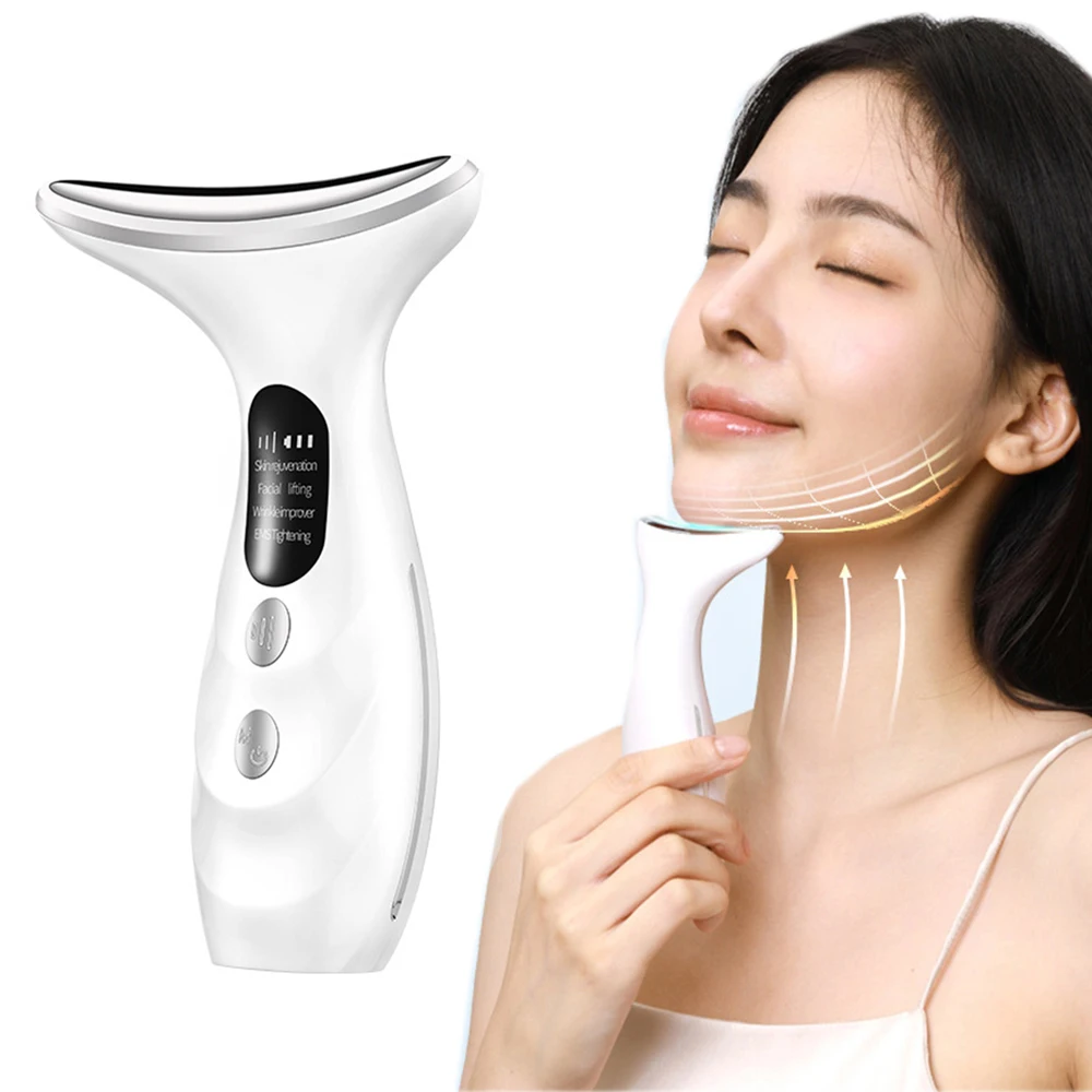 Neck Beauty Device EMS Face Lifting Massager Double Chin Remover LED Photon Anti Wrinkle Skin Tightening Facial Massage