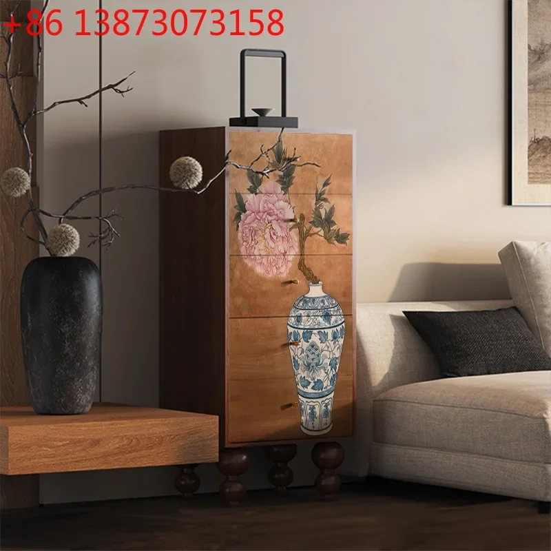 

Song's Aesthetics New Chinese-style solid wood bedroom against the wall, living room entrance decorative cabinet,