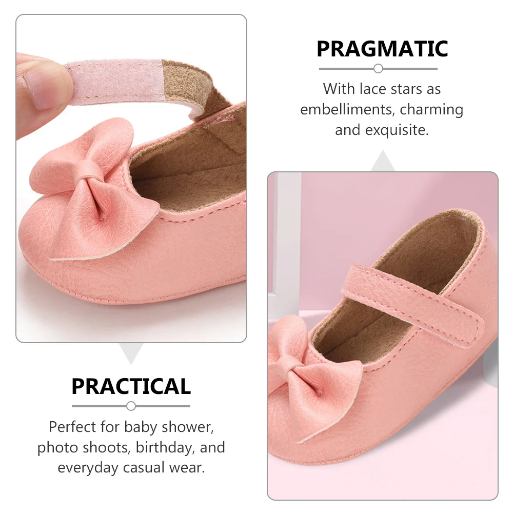 1 زوج طفل Prewalker الرضع وحيد الأحذية لينة شقة المطاط وحيد طفل الفتيات Bowknot طفل أحذية مشي المضادة للانزلاق لالتقاط الصور #6