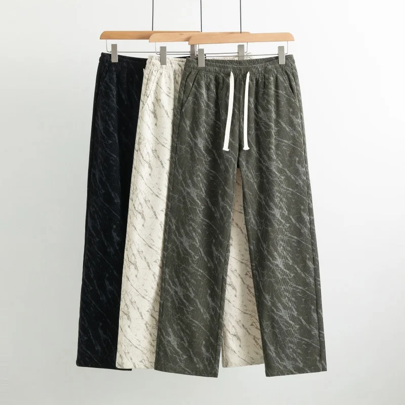 

Pleasant Printed Wide Leg Pants Trendy Men Outdoor Cycling Sports Leisure Highquality Versatile All Season Straight Leg Pants