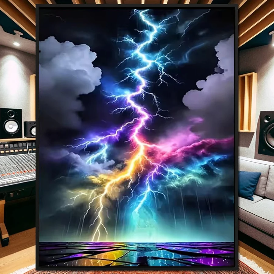 

Diamond Painting Kit New Modern Art Rainbow Cloud Lightning 5d Diamond Embroidery Mosaic Gift Home Decor Picture
