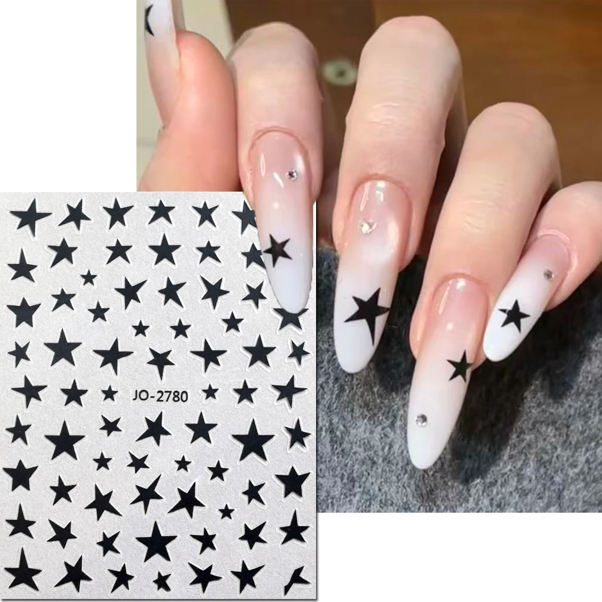 3d Nail art Stickers y2k Irregular Black White Blue Pink Gold Silver Stars Nail Decals For Nail Decorations Manicures Beauty