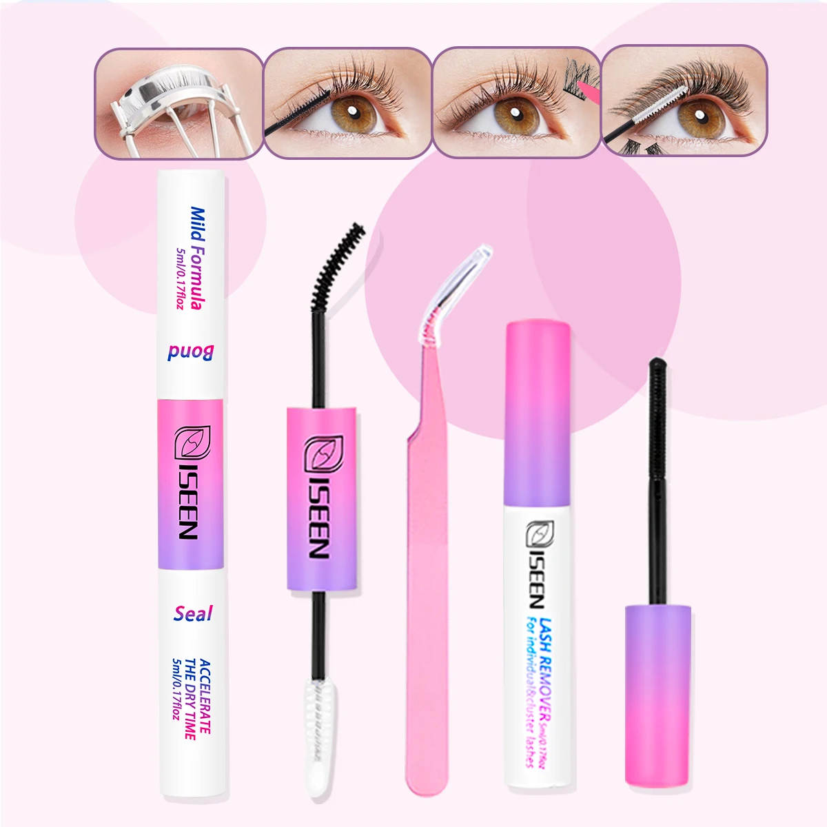 Colla e sigillo per ciglia 10ml Estensione ciglia fai da te e rimozione colla per ciglia Kit da 5 ml di lunga durata con pinzette Strumento per trucco pennello per ciglia