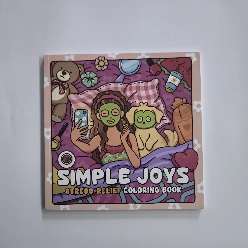 Cute Girl And Her Pets Coloring Book Simple Joys Stress Relief Drawing Book Perfect Gift for Party and Birthday Christmas