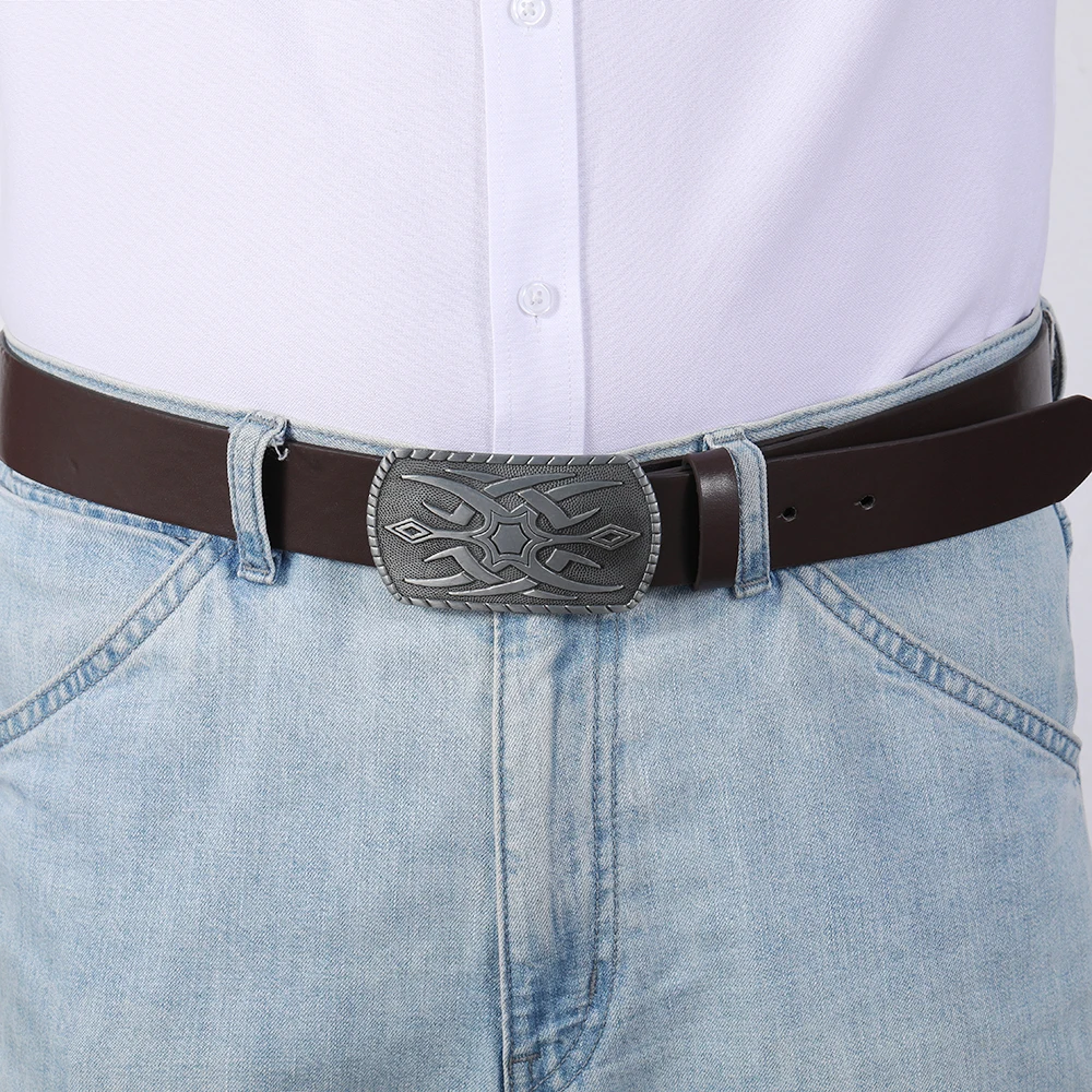 Zinc Western Cowboy Belt Buckle Pattern Carving Embossed Retro Belt Buckle Head Personalized Men's Belt Buckle