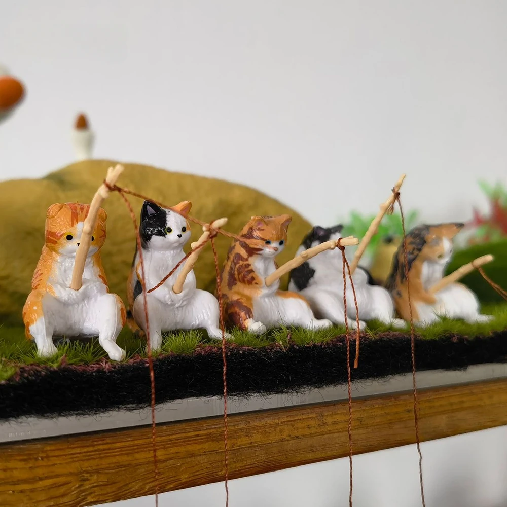 Fuuny Creative Aquarium Decoration Small Fishing Cat Aquarium Accessories Landscaping Ornament Fish Tank Accessories Diy