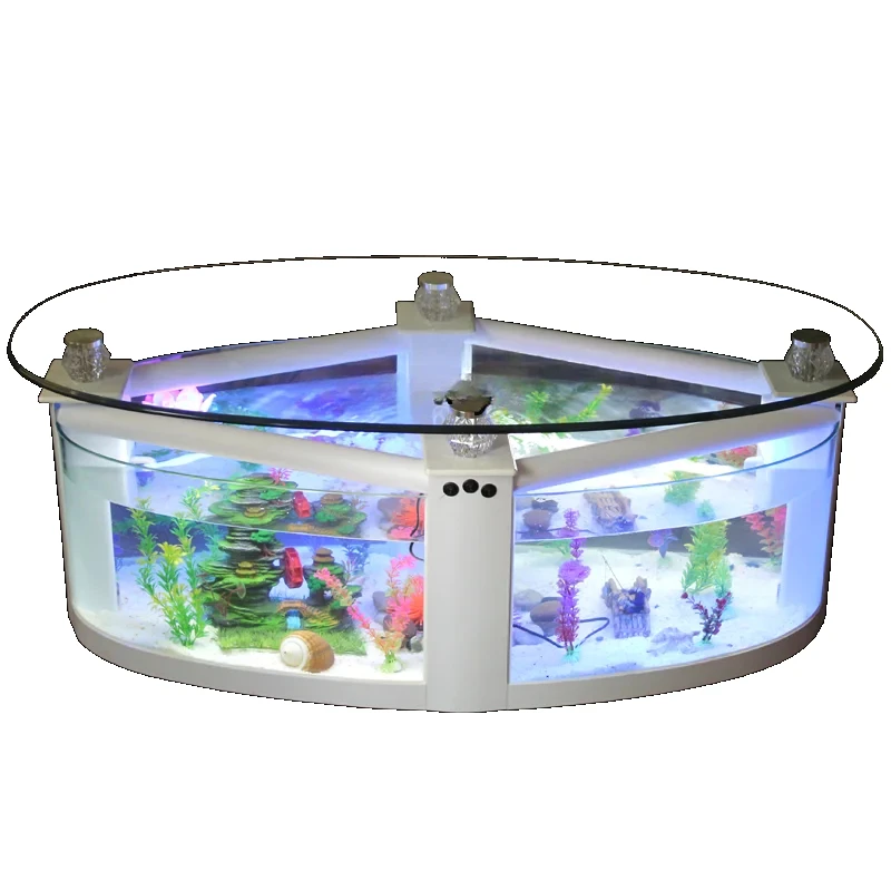 Oval Coffee Table Fish Tank Living Room Ecological Aquarium Glass Large Medium Desktop Creativity Change Water Turtle Jar