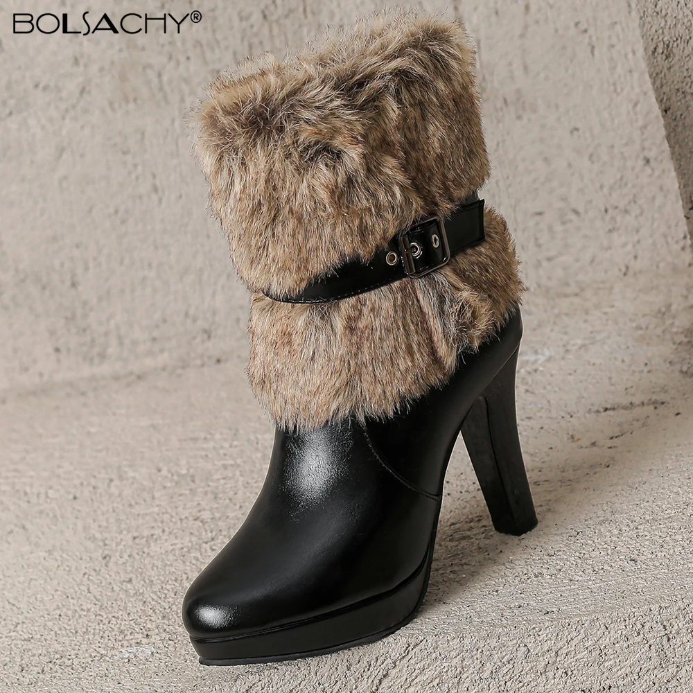 Botines de piel de lujo para mujer, con tacón alto y plataforma, estilo motociclista, con cremallera, en color negro, blanco y rojo. Calzado femenino, tallas 32 y 33.