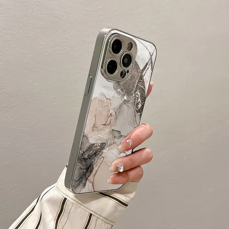 Marble Texture Pattern Luxury Tempered Glass Phone Case for Xiaomi Redmi Note 14 14c 13 12 13c 11 10 10c A3 A2 A1 Pro PLUS 4G 5G