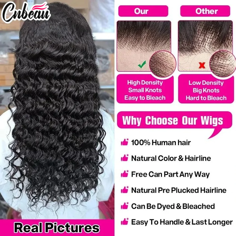 วิกผมลูกไม้ด้านหน้าลอนลึก13X6 HD วิกผมเส้นผมมนุษย์ด้านหน้าลูกไม้วิกผมผู้หญิงหยิกแบบบราซิลเลียนเส้นผมมนุษย์ผมหยักศกขนาด34นิ้ว