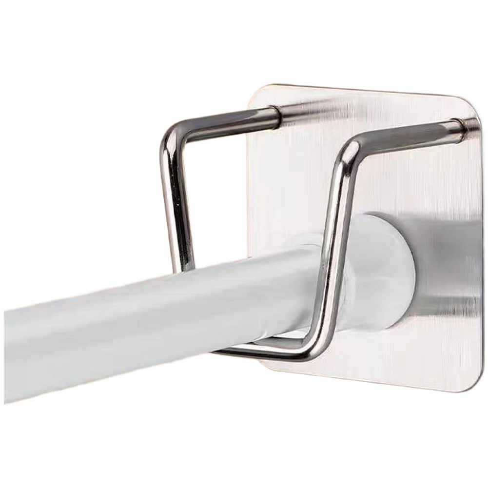 Telescopic Curtain Rod Holder with No-Drill Bracket for Doorway Top Cabinet and Wall-Mounted Storage Applications 2 Pack