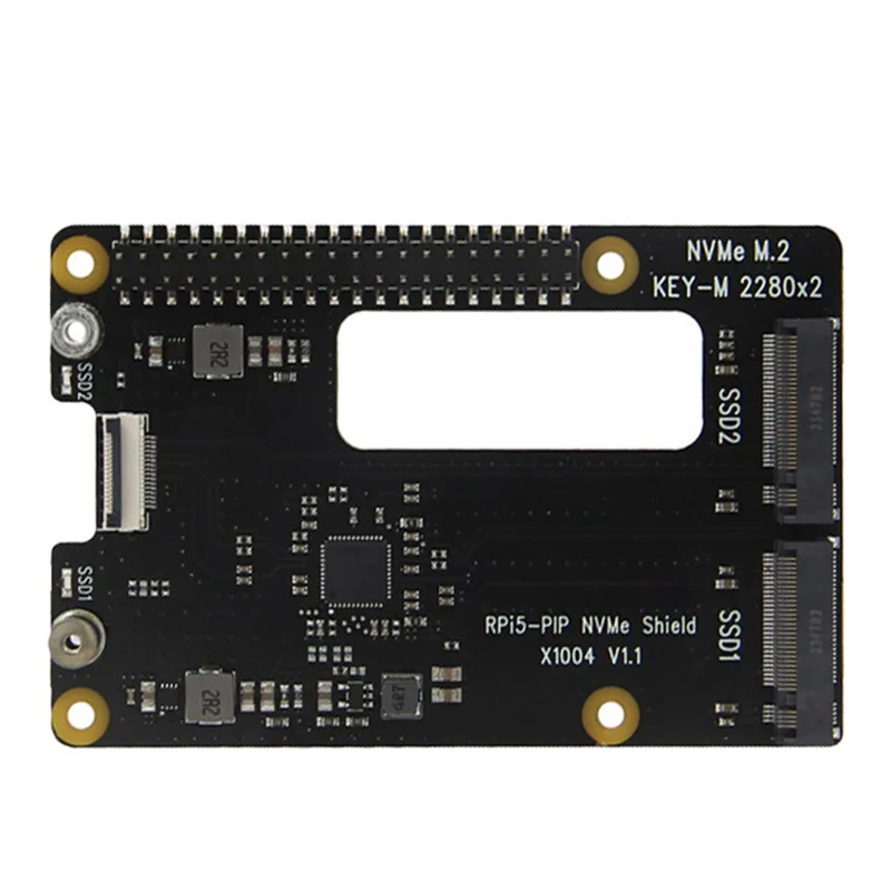 

【B74A】X1004 Pi5 HAT Dual 2280 M. 2 Nvme Pcie To SSD Adapter Board Raspberry Pi 5 Support BOOT From NVME Solid State Drive