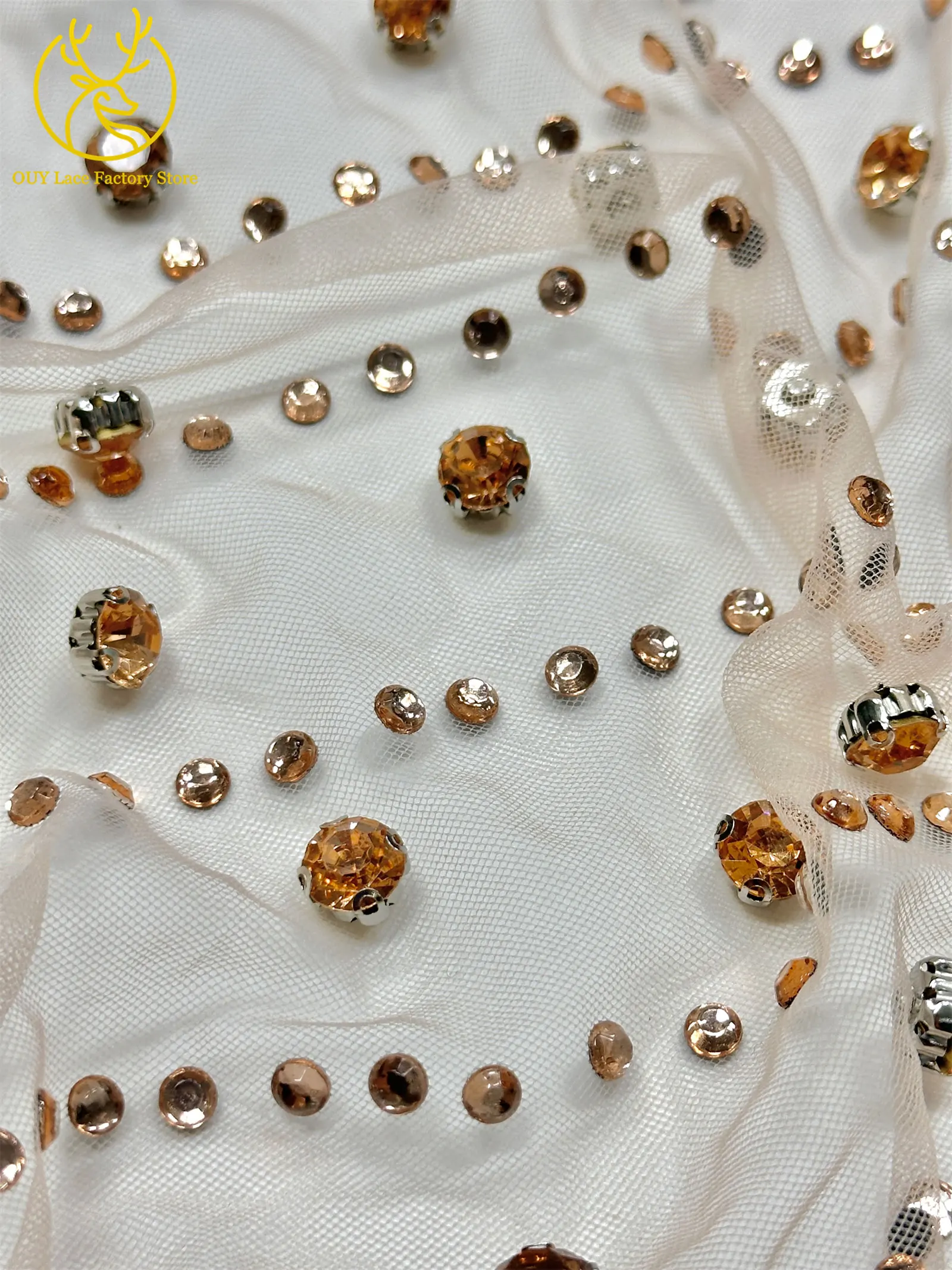 Grüner Neuer Stil Österreichischer Diamant-Tüll-Netzstoff 5 Yards Afrikanischer Spitzenstoff Bunter Strass-Netzstoff für Hochzeitskleider – Detail 12