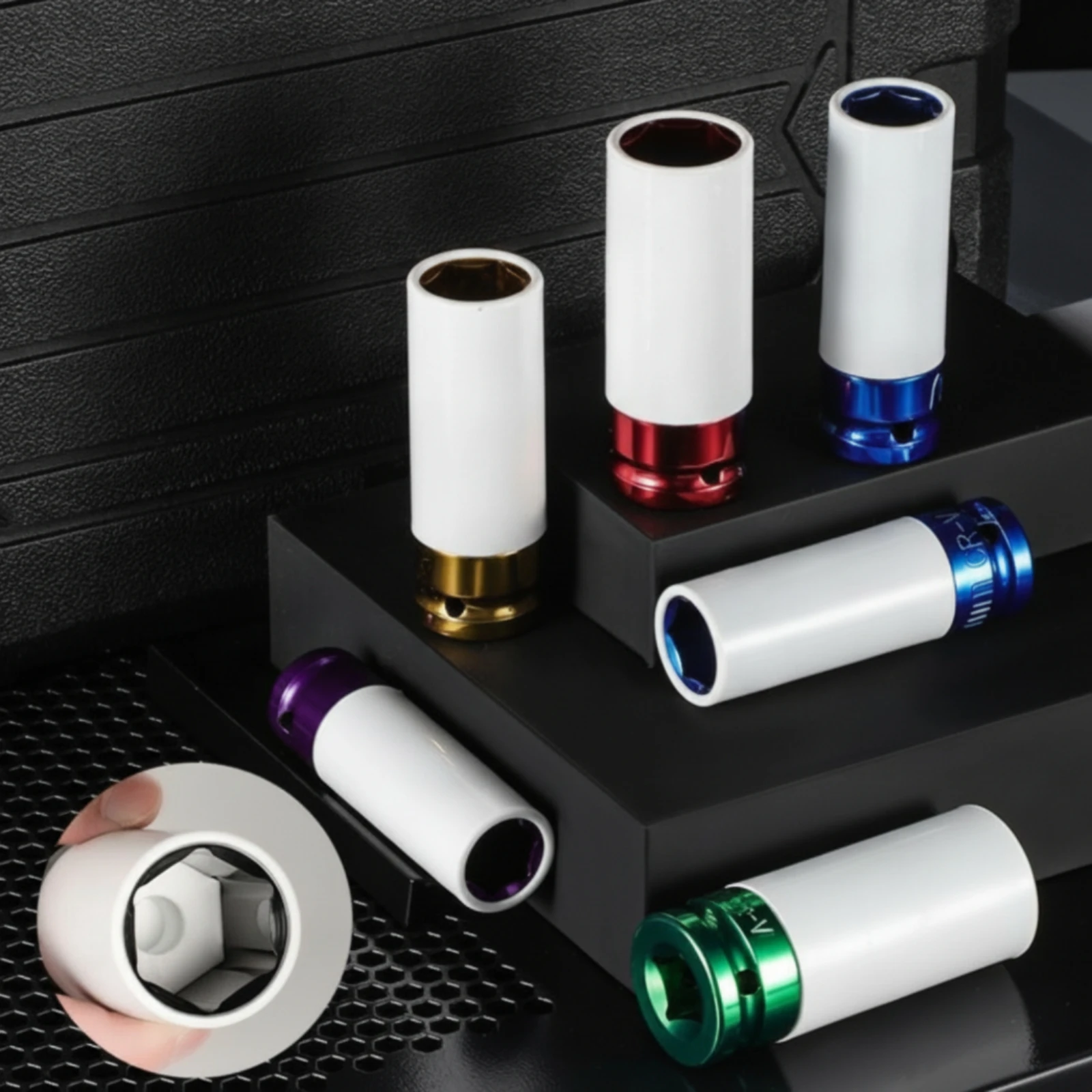 7 Pieces Guard Socket Sleeve Set Non-Marring Wheel Protector Sockets Tool Metric for Mechanics, Tire Change, Garage