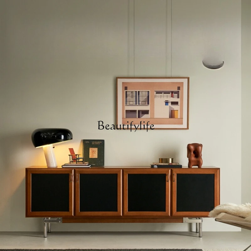

Solid wood color matching retro simple living room storage TV cabinet