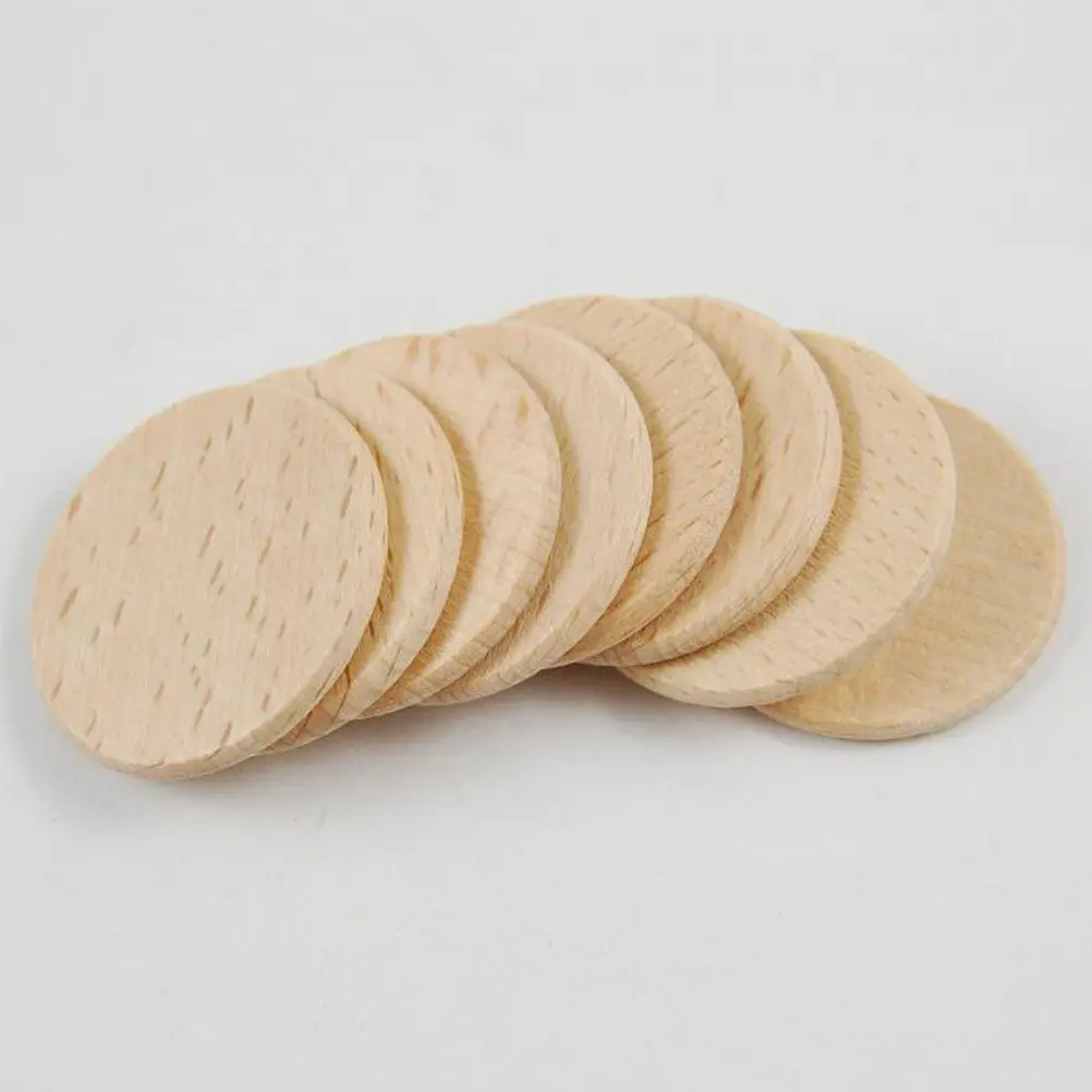 50Pcs Beech Wood Disc Thick Round Wood Piece Ideal for DIY Painting Drawing Jewelry Accessories Art Craft Supplies