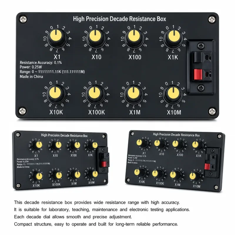 High Precision Adjustable Resistance Box 0.1 Percent Accuracy Electronics Testing Lab Equipment Variable Resistor Decade Box