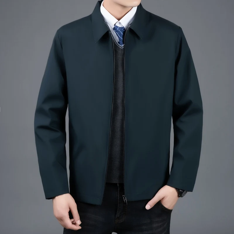 New Brand Business Jacket Men Casual Coats Zipper Simple Middle-Aged Elderly Dad Clothes Office Outerwear Men\'s Blazer Jackets