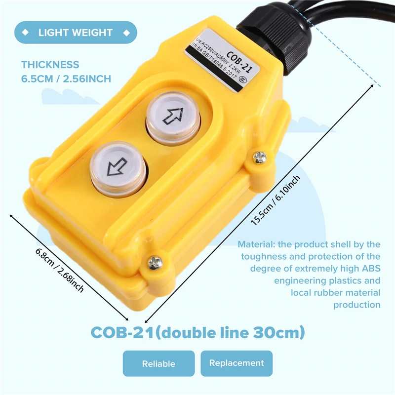 

LLCS-COB-21 Button Switch, Electric Hoist Three-Phase Crane Driving Direct Control Switch With Wire Hoist