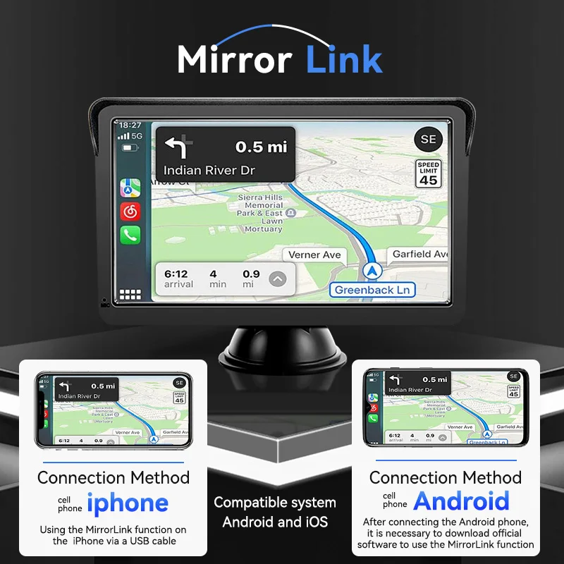 VENBES راديو السيارة اللاسلكي 7 بوصة Carplay أندرويد السيارات ميرورلينك مشغل فيديو الوسائط المتعددة شاشة تعمل باللمس دعم BT 5.0 WIFI للسيارة