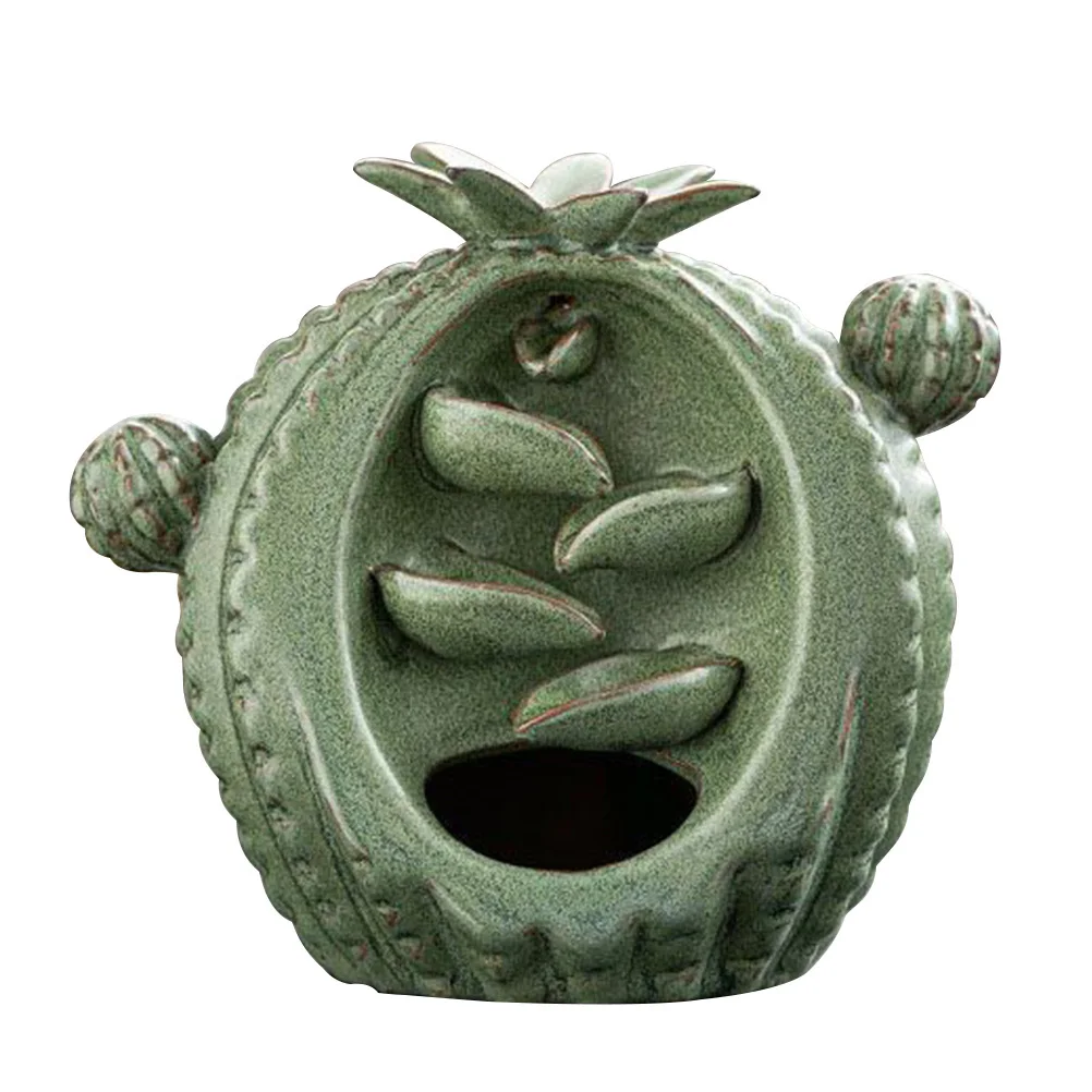

Ceramic Cactus Backflow Censer Burner Aromatherapy Ornament for Relaxation Meditation Stress Relief