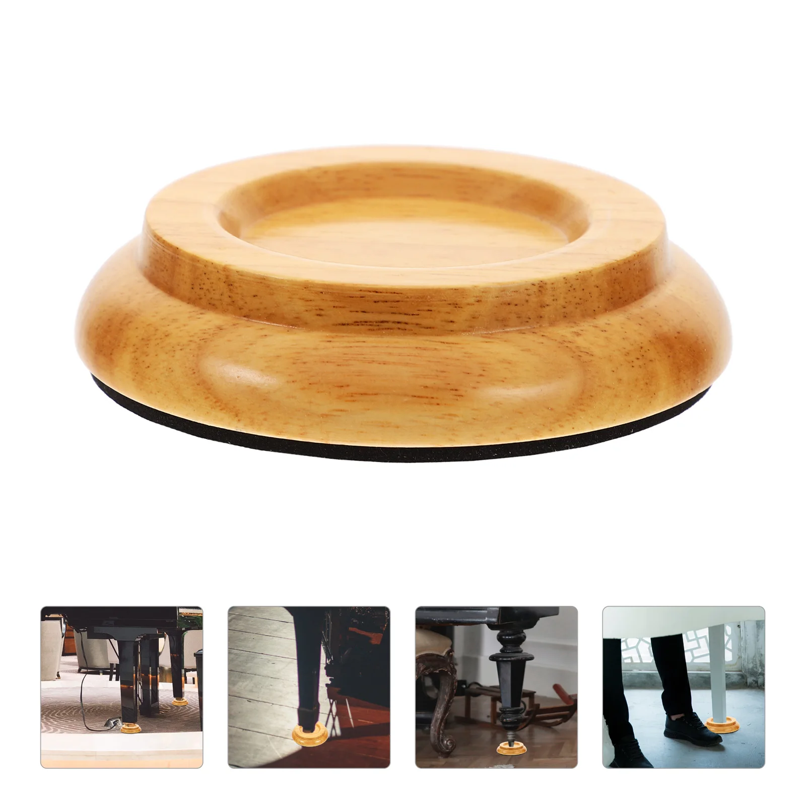 

4 Pcs Piano Mat Round for Non-slip Protectors Pad Caster Cups Wood Pads Floor Mats