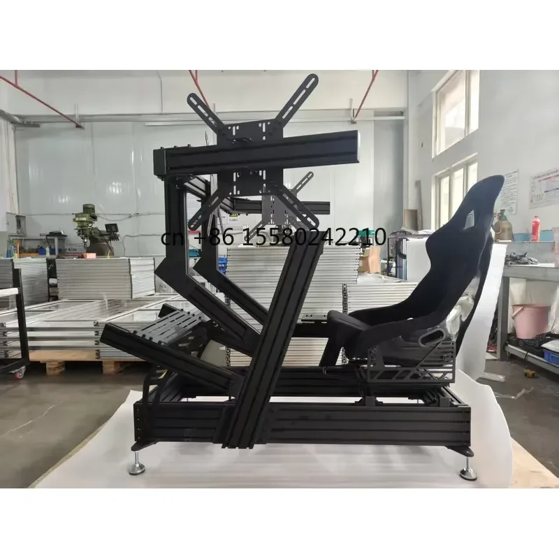 Professional Racing Simulator Kit with Adjustable Seat and Triple Mount Ready to Assemble for Racing Setup