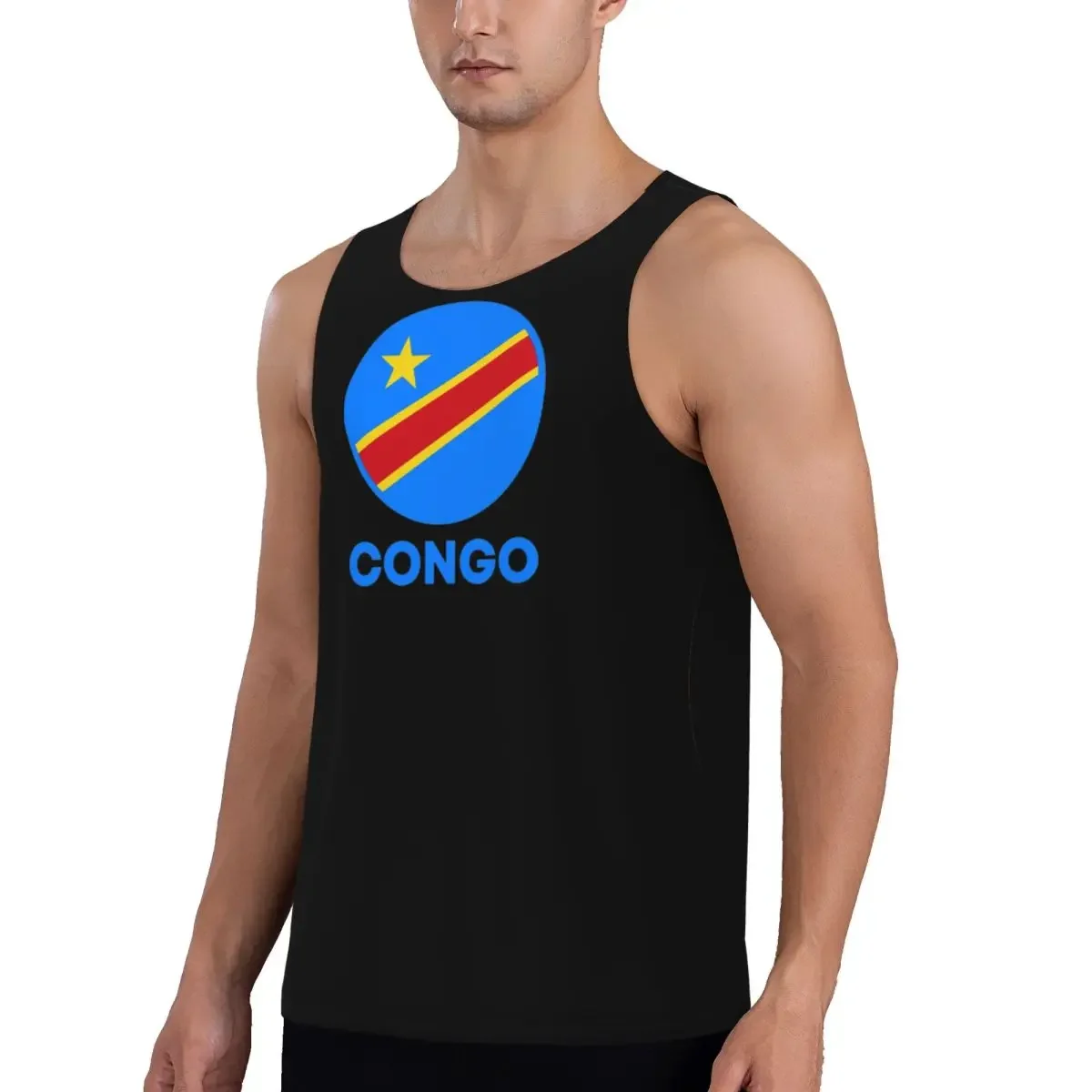 Quick Dry Flag Of Congo Kinshasa Flag Of Zaire (1) Gym Tank Muscle Sleeveless Shirt Bodybuilding Breathable Vest