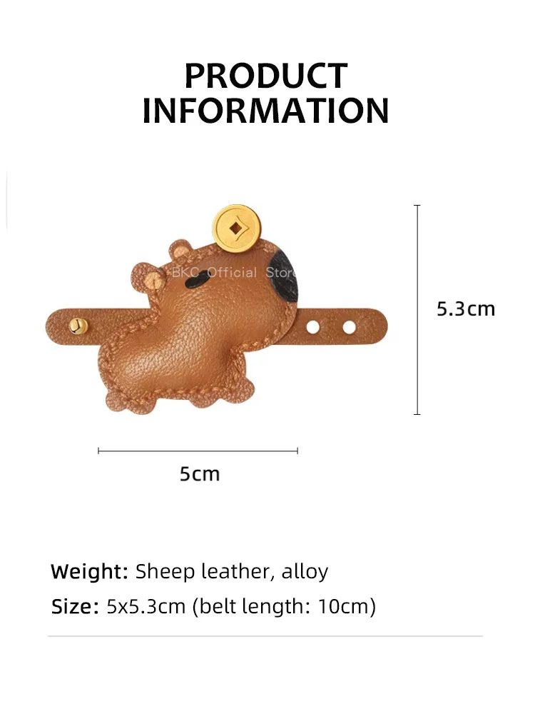 Handmade pony Bag Charm,Fun Design Sheepskin Get rich soon Bag Accessory, Adjustable Saddle Stitch,Cute Bag Ornament for All Bag