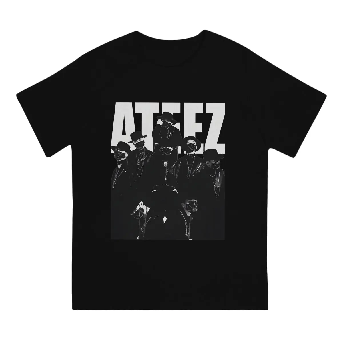 Novelty Thanxx T-Shirt for Men Round Collar Cotton T Shirt Korean Men's Singing Group Ateez Short Sleeve Tees Classic Clothing