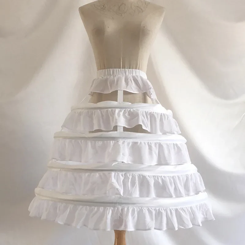 Feminino 4 hoop petticoat saia oco babados vestido gaiola de pássaro crinolina underskirt 2022