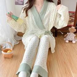 100% Cotton Double Gauze Maternity Nursing Sleepwear Summer Thin Across Breastfeeding Pajamas Nightwear Pregnancy Home Hospital